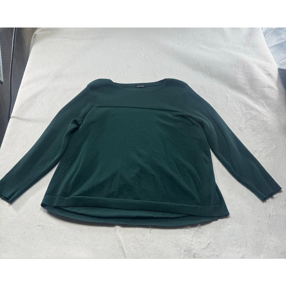 Cable & Gauge Women’s Dark Green Ribbed Knit Sweater  Boat Neck Size 1X
